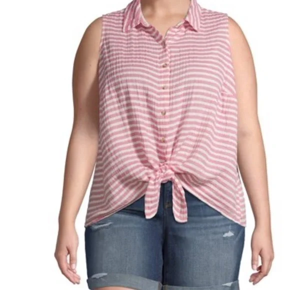 NWT Pink striped tank top - Picture 2 of 8